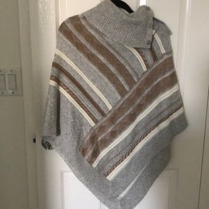 Light Grey & Beige Poncho